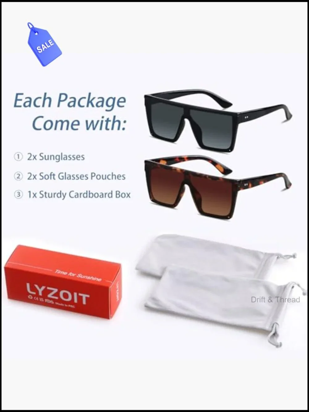 Oversized Square Flat Top Sunglasses UV Protection Rimless Shield Shades for